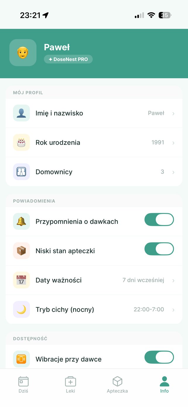 Historia leczenia i statystyki miesięczne